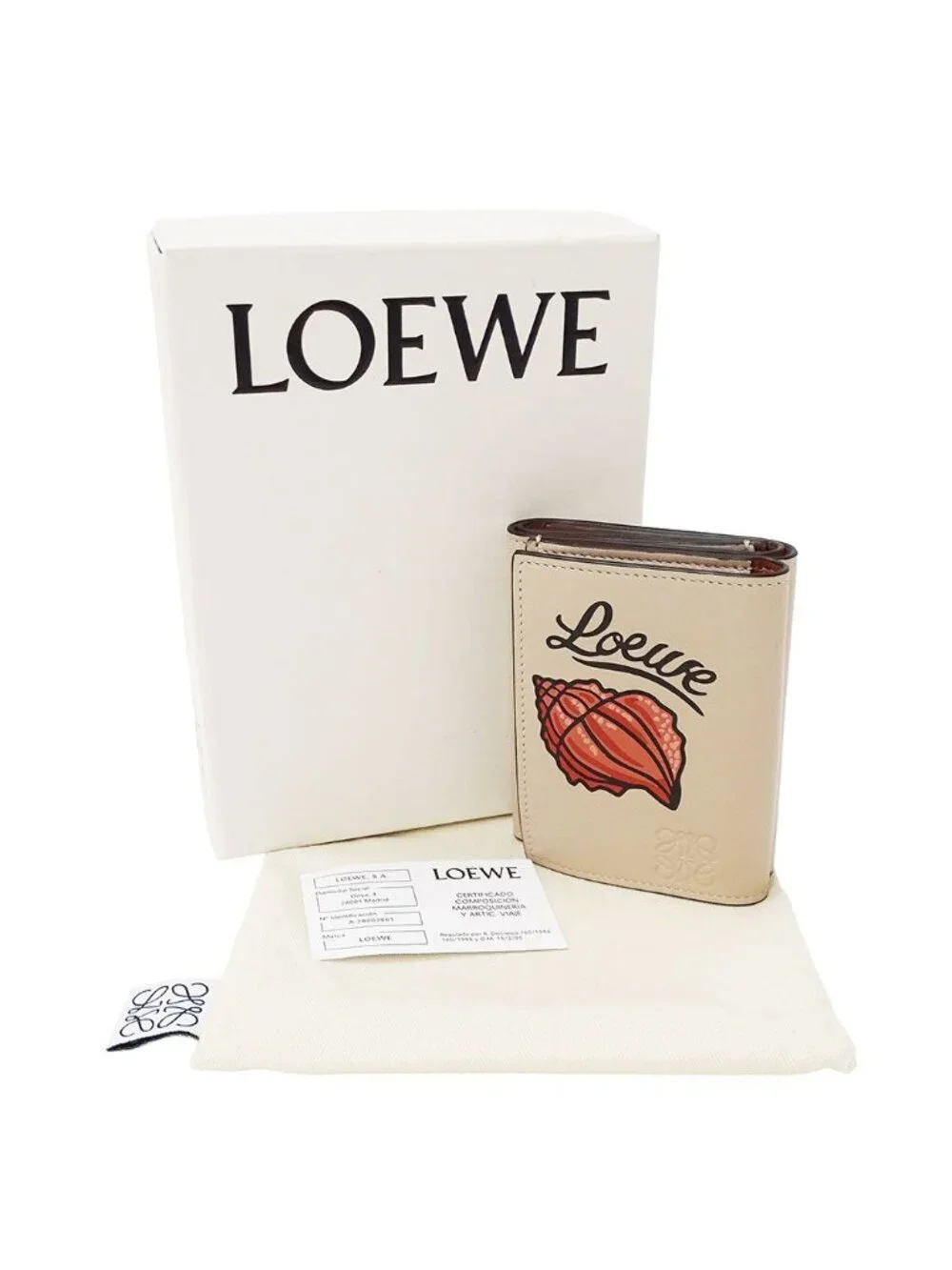 Loewe Wallet Trifold Anagram Shell Beige Mini Compact Seashell